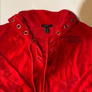 Tie up velvet sweatshirt